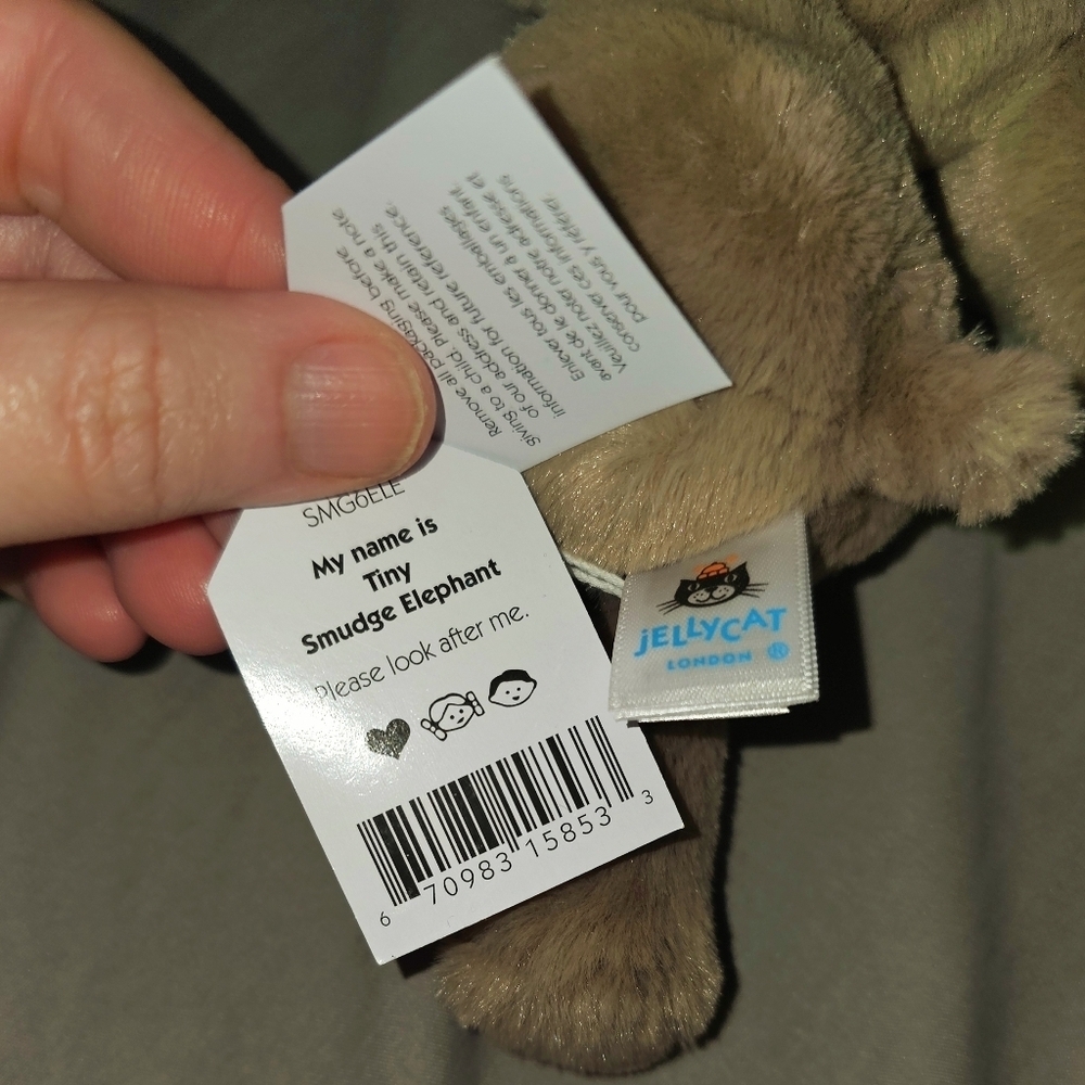 Jellycat TINY SMUDGE Elephant Plush Mini Stuffed Animal AUTHENTIC BNWTs - Picture 5 of 5
